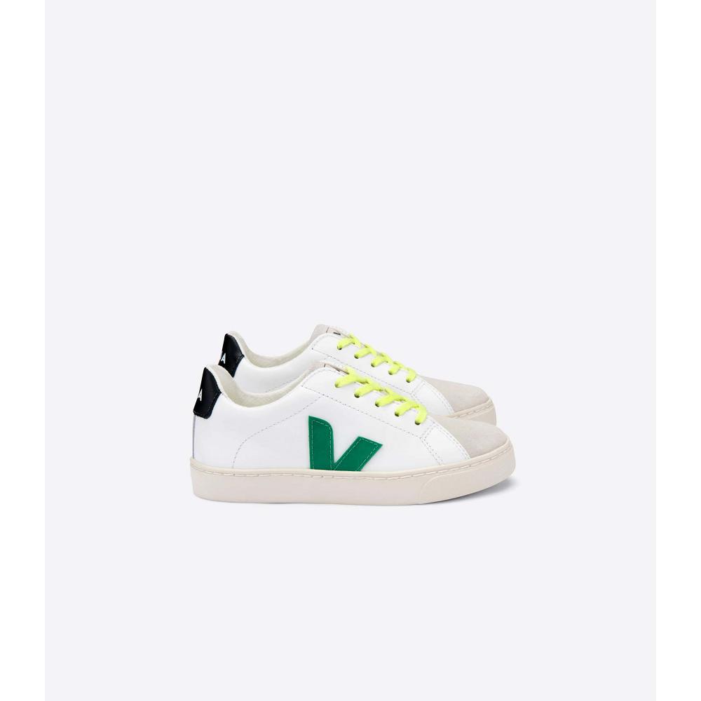 Veja ESPLAR LEATHER Sneakers Kinderen White/Green/Black | NL 820NWY